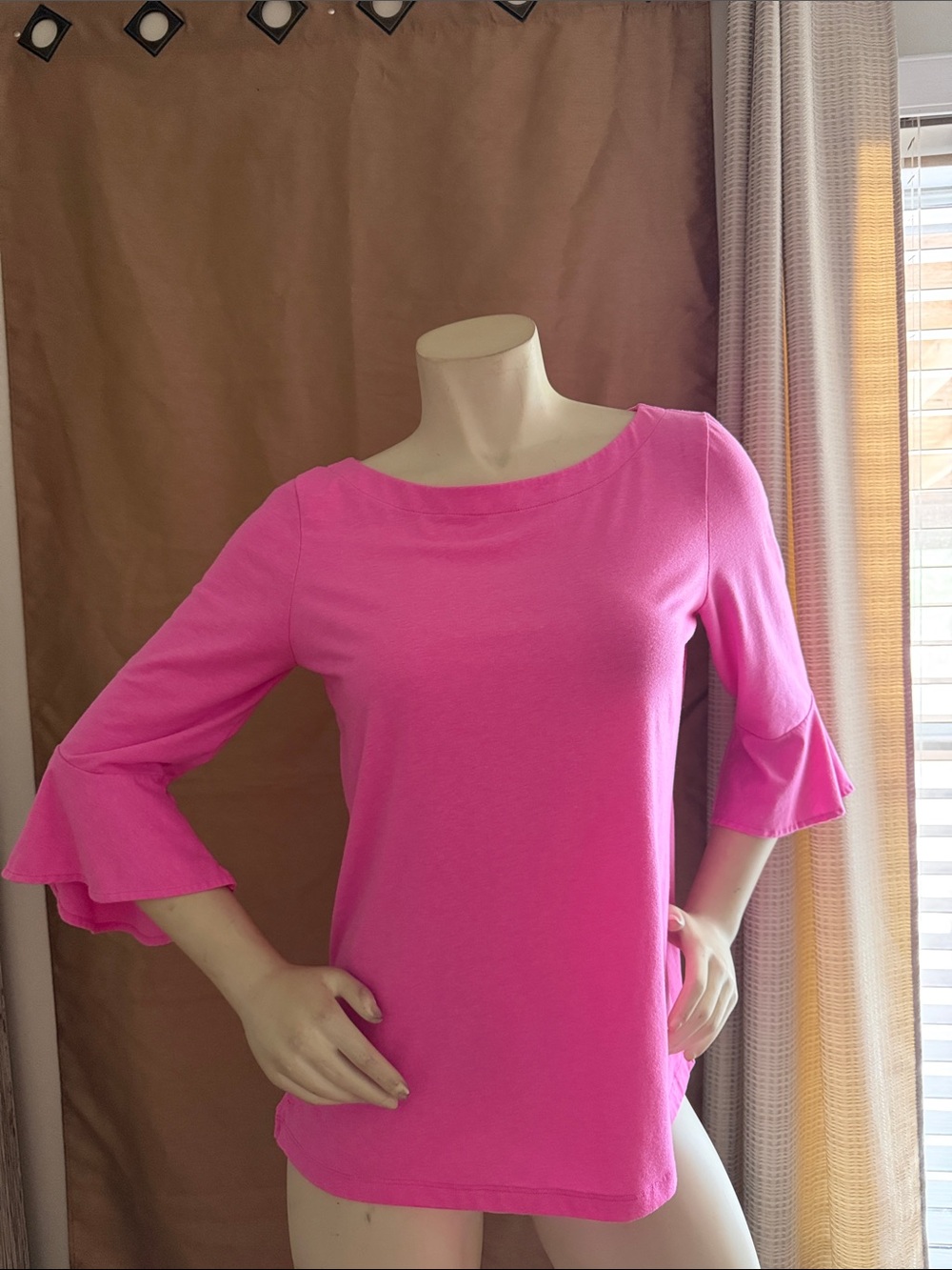 Lilly Pulitzer Bright Pink Ruffle Sleeve Long Sleeve Tee